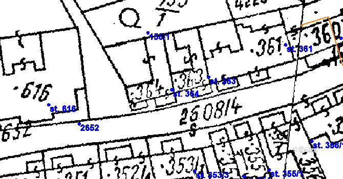 Parcela st. 364 v KÚ Lanžhot, Katastrální mapa