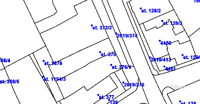 Parcela st. 375 v KÚ Lanžhot, Katastrální mapa