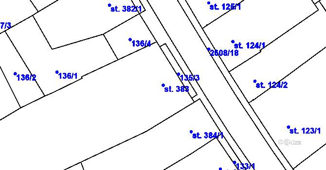 Parcela st. 383 v KÚ Lanžhot, Katastrální mapa