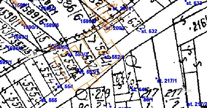 Parcela st. 552/1 v KÚ Lanžhot, Katastrální mapa