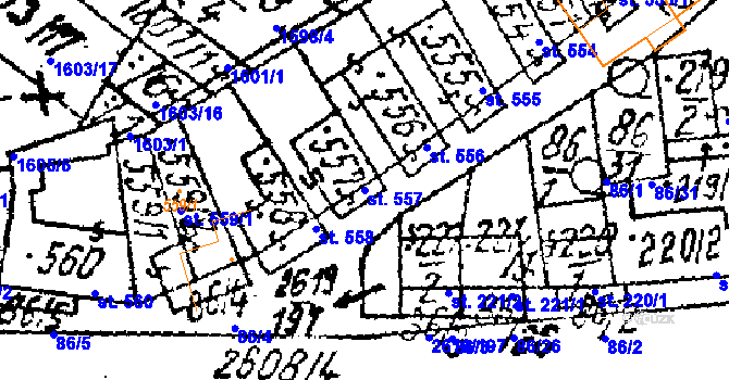 Parcela st. 557 v KÚ Lanžhot, Katastrální mapa