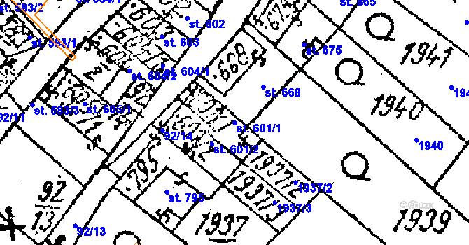 Parcela st. 601/1 v KÚ Lanžhot, Katastrální mapa