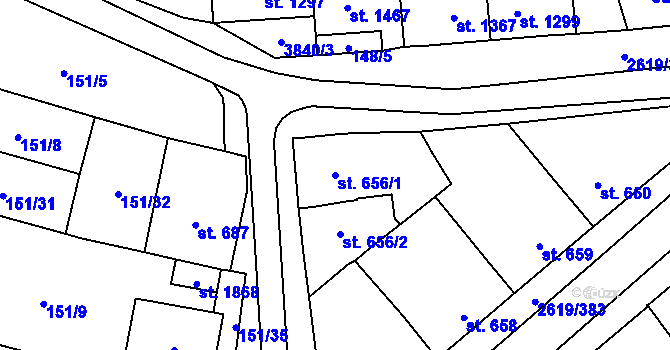 Parcela st. 656/1 v KÚ Lanžhot, Katastrální mapa
