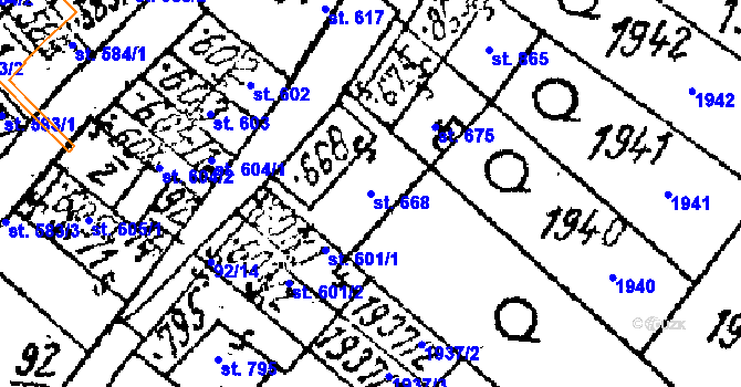 Parcela st. 668 v KÚ Lanžhot, Katastrální mapa