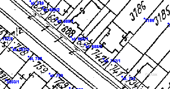 Parcela st. 688/2 v KÚ Lanžhot, Katastrální mapa