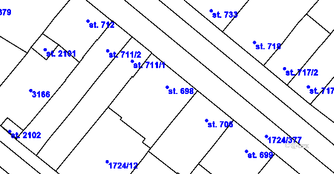 Parcela st. 698 v KÚ Lanžhot, Katastrální mapa