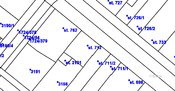 Parcela st. 712 v KÚ Lanžhot, Katastrální mapa