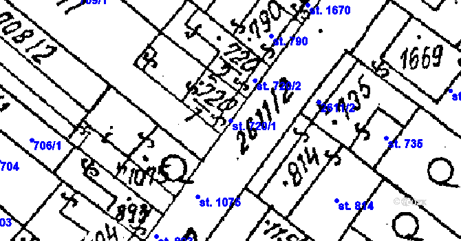 Parcela st. 720/1 v KÚ Lanžhot, Katastrální mapa