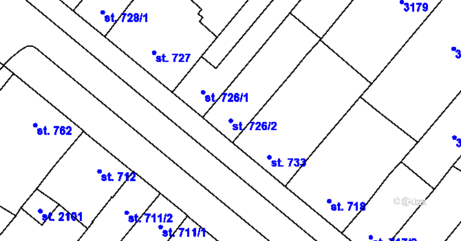 Parcela st. 726/2 v KÚ Lanžhot, Katastrální mapa