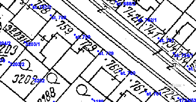 Parcela st. 729 v KÚ Lanžhot, Katastrální mapa