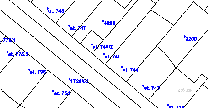 Parcela st. 745 v KÚ Lanžhot, Katastrální mapa