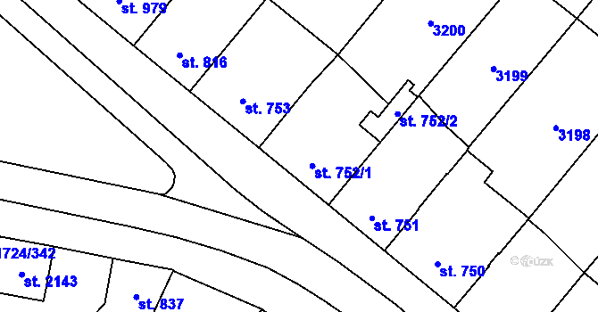 Parcela st. 752 v KÚ Lanžhot, Katastrální mapa