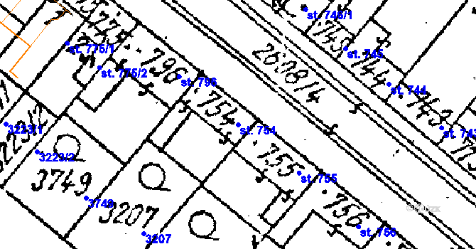 Parcela st. 754 v KÚ Lanžhot, Katastrální mapa