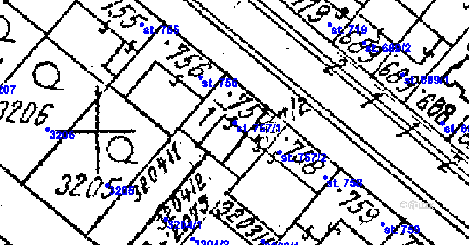 Parcela st. 757/1 v KÚ Lanžhot, Katastrální mapa