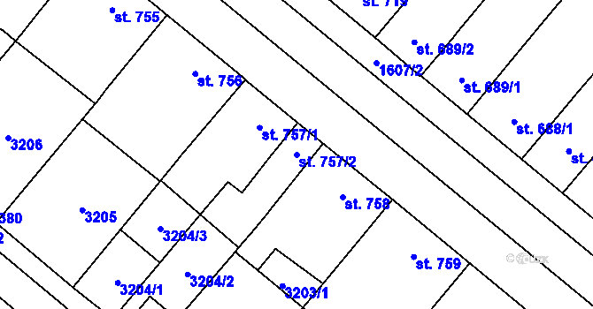Parcela st. 757/2 v KÚ Lanžhot, Katastrální mapa