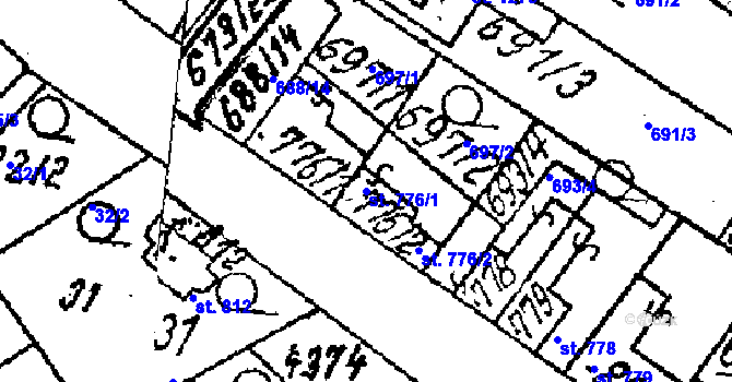 Parcela st. 776/1 v KÚ Lanžhot, Katastrální mapa