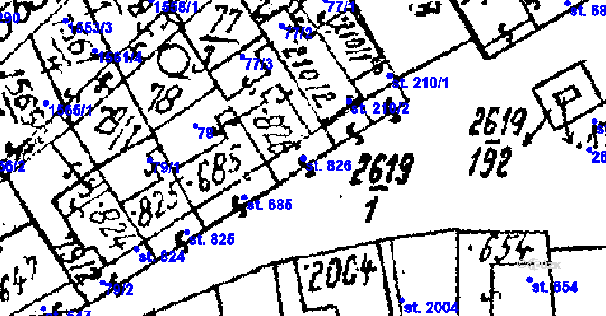 Parcela st. 826 v KÚ Lanžhot, Katastrální mapa
