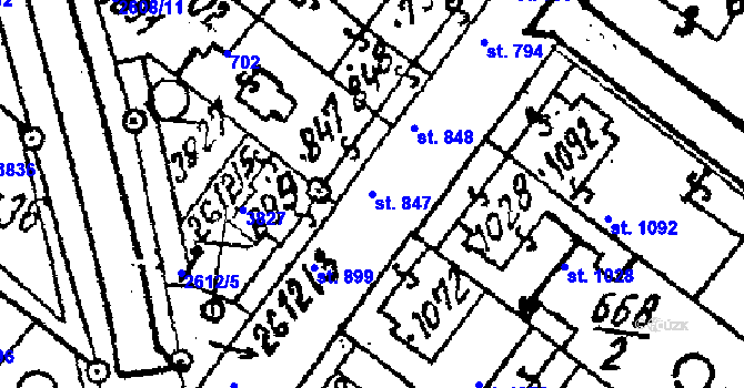 Parcela st. 847 v KÚ Lanžhot, Katastrální mapa