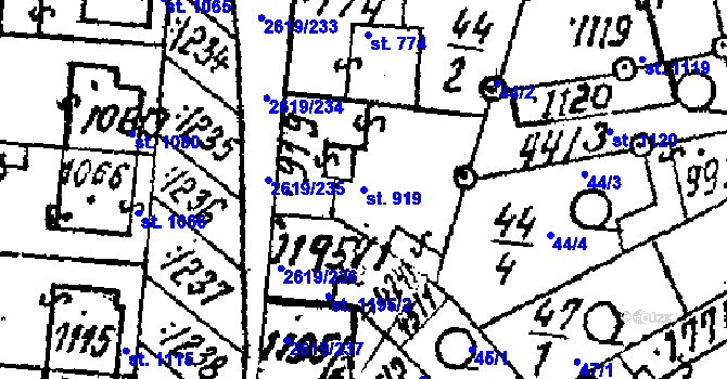Parcela st. 919 v KÚ Lanžhot, Katastrální mapa