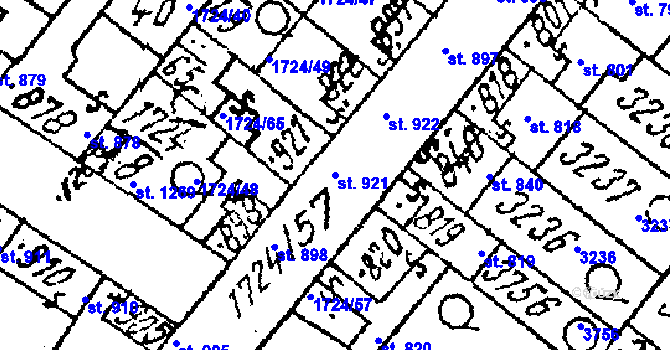 Parcela st. 921 v KÚ Lanžhot, Katastrální mapa