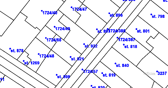Parcela st. 922 v KÚ Lanžhot, Katastrální mapa