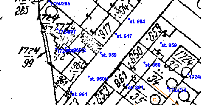 Parcela st. 959 v KÚ Lanžhot, Katastrální mapa