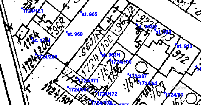 Parcela st. 963/1 v KÚ Lanžhot, Katastrální mapa