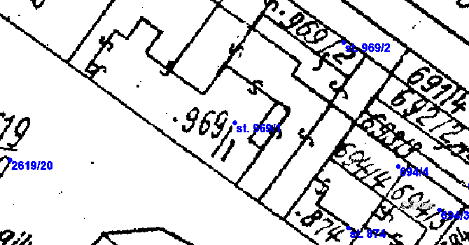 Parcela st. 969/1 v KÚ Lanžhot, Katastrální mapa