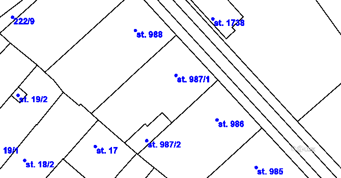Parcela st. 987 v KÚ Lanžhot, Katastrální mapa