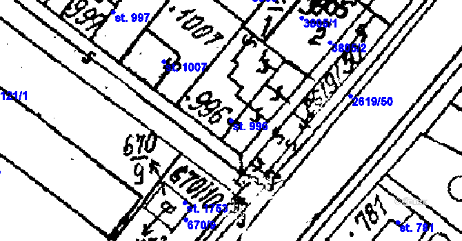 Parcela st. 996 v KÚ Lanžhot, Katastrální mapa