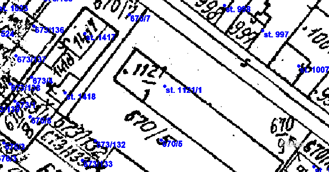 Parcela st. 1121/1 v KÚ Lanžhot, Katastrální mapa
