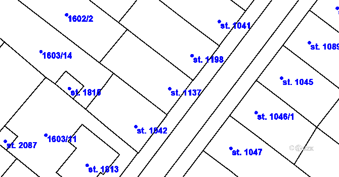 Parcela st. 1137 v KÚ Lanžhot, Katastrální mapa