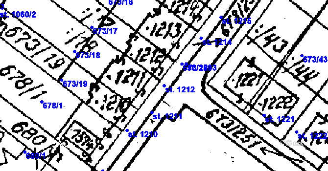 Parcela st. 1212 v KÚ Lanžhot, Katastrální mapa