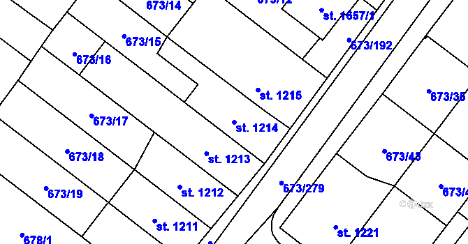 Parcela st. 1214 v KÚ Lanžhot, Katastrální mapa