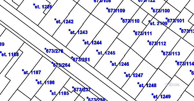 Parcela st. 1245 v KÚ Lanžhot, Katastrální mapa