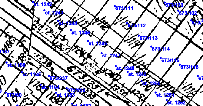 Parcela st. 1247 v KÚ Lanžhot, Katastrální mapa