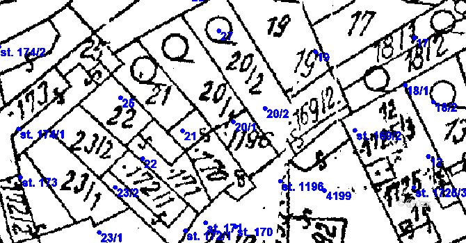 Parcela st. 20/1 v KÚ Lanžhot, Katastrální mapa