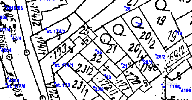 Parcela st. 25 v KÚ Lanžhot, Katastrální mapa