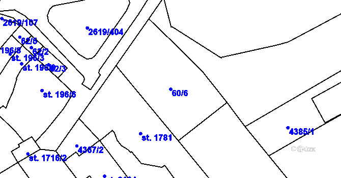 Parcela st. 60/6 v KÚ Lanžhot, Katastrální mapa