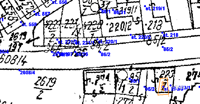 Parcela st. 86/2 v KÚ Lanžhot, Katastrální mapa