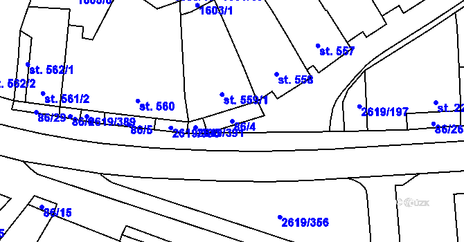 Parcela st. 86/4 v KÚ Lanžhot, Katastrální mapa