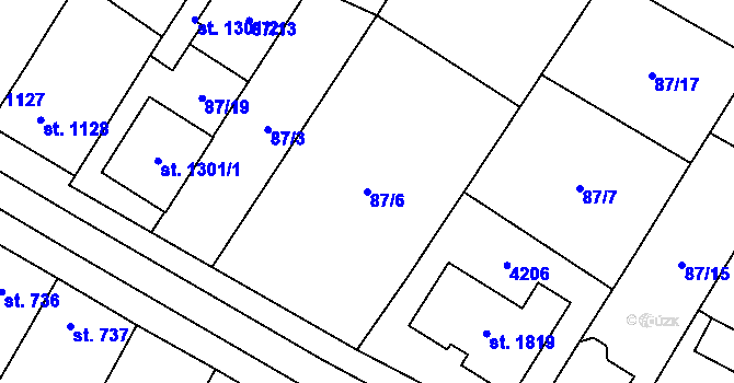 Parcela st. 87/6 v KÚ Lanžhot, Katastrální mapa