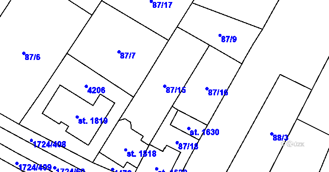 Parcela st. 87/15 v KÚ Lanžhot, Katastrální mapa