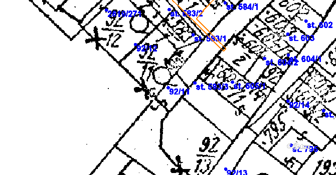 Parcela st. 92/11 v KÚ Lanžhot, Katastrální mapa