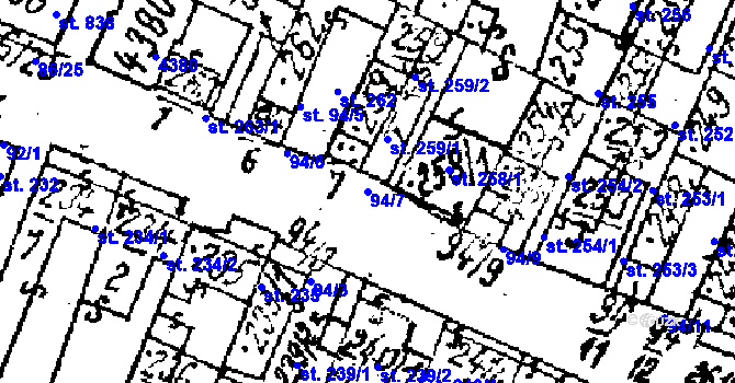 Parcela st. 94/7 v KÚ Lanžhot, Katastrální mapa