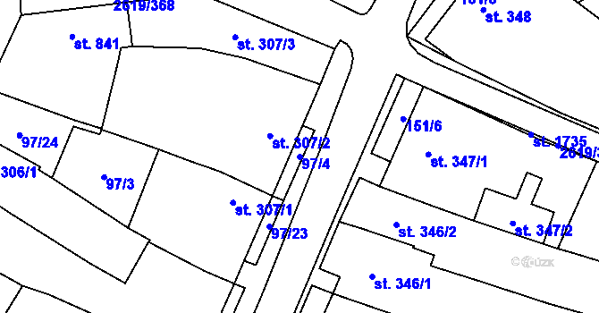 Parcela st. 97/4 v KÚ Lanžhot, Katastrální mapa
