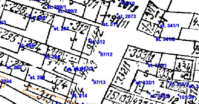 Parcela st. 97/12 v KÚ Lanžhot, Katastrální mapa