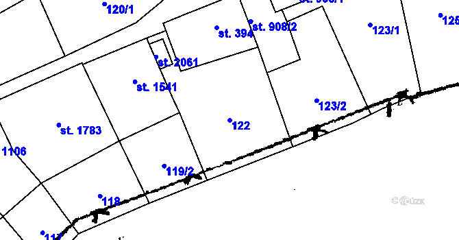 Parcela st. 122 v KÚ Lanžhot, Katastrální mapa
