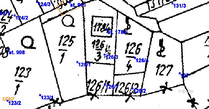 Parcela st. 126/3 v KÚ Lanžhot, Katastrální mapa