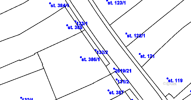 Parcela st. 132/2 v KÚ Lanžhot, Katastrální mapa